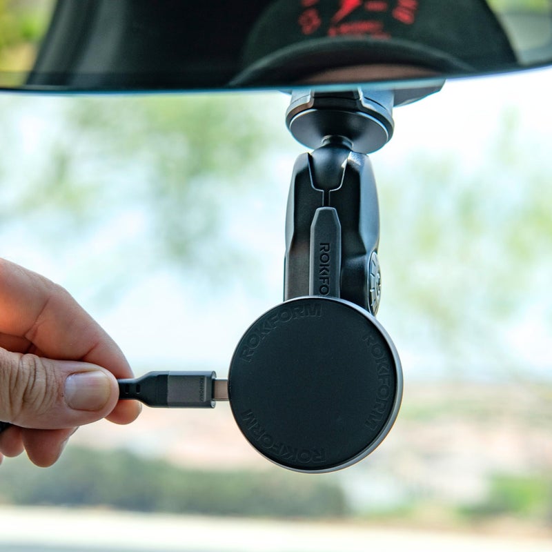 Rokform Wireless Car Charger, Magnetic Windshield Phone Mount, Twin Ball Adjustment 360Â° Rotation, Compatible with Mag Safe Cases, Strong Suction Cup, USB-C to USB-C Cable Included (Black) - Image 4