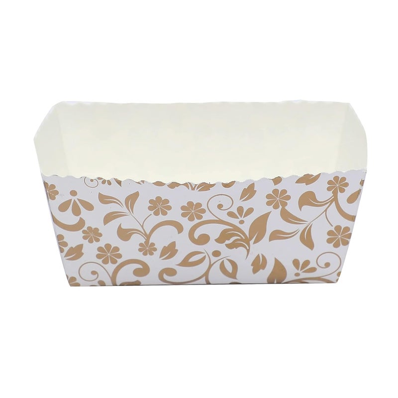 Esslly Bake Serve Rectangle Paper Muffin Cupcake Mould Pack of 100 Elegant Gold Floral Design Ideal for Baking Up to 80 Grams Greaseproof Oven Safe - Image 1