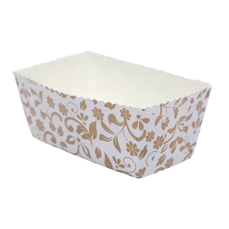 Esslly Bake Serve Rectangle Paper Muffin Cupcake Mould Pack of 100 Elegant Gold Floral Design Ideal for Baking Up to 80 Grams Greaseproof Oven Safe - Image 3
