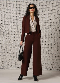 Hubberholme Women's Brown Cotton Blend Solid Oversized Blazer  - Image 5