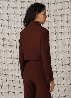 Hubberholme Women's Brown Cotton Blend Solid Oversized Blazer  - Image 3