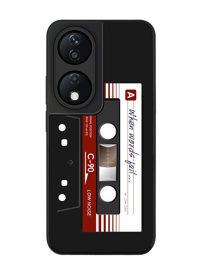 Stylizedd Rugged Black Edge Case for Honor X7b, Slim fit Soft Case Flexible Rubber Edges Anti Drop TPU Gel Thin Cover -  When Words Fail (Black Tape) - Image 1