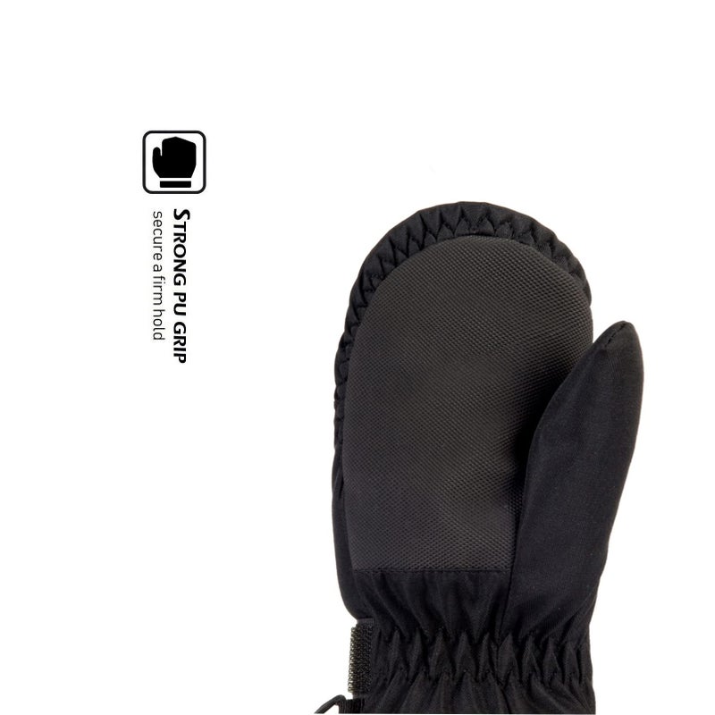 HIGHCAMP Kids Long Cuff Winter Snow Ski Mitten with Zipper Waterproof Gloves for Toddler Boys Girls-Black,XS (1-3 Y) - Image 3