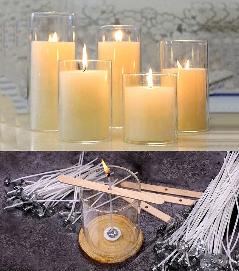 pice QPZ 200 ft Braided Candle Wicks 100% Cotton 35 PLY for Candle Pillars in 3 1/2 inch Dia, for Paraffin Wax Soy Beeswax Candle Making, Sold Separately 200 PCS Candle Wick Sustainer Tabs Metal 14mm - Image 5