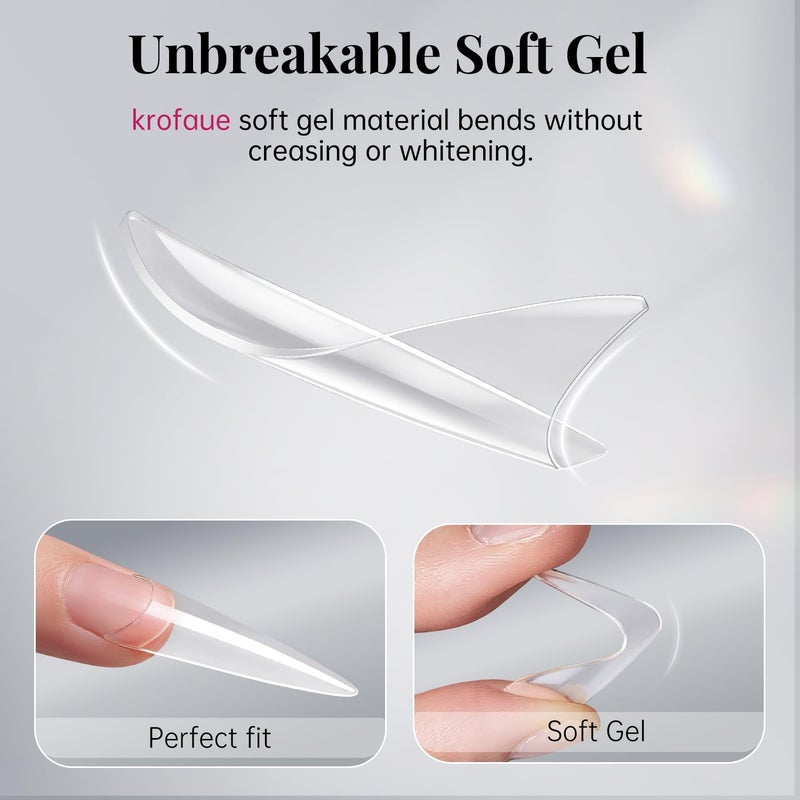 krofaue Extra Long Stiletto Nail Tips - 500PCS False Clear Nais with 10 Sizes Half Cover Pointed Press On Artificial Acrylic for Salon DIY, XL - Image 5