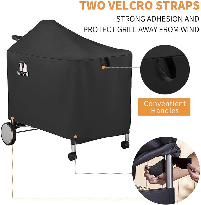 SUPJOYES Grill Cover for Weber Performer Deluxe Charcoal, 22 Inch BBQ Covers, Premium Heavy Duty Waterproof Accessories for Weber 7152 Performer Charcoal Grills with Handles - Image 4