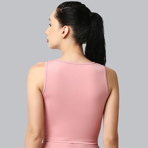 SOIE Women Polyester Blend Crop Top Sleeveless Quick Dry Athleisure Round Neck Top for Workout, Yoga, Gym, Blush, XXL - Image 5