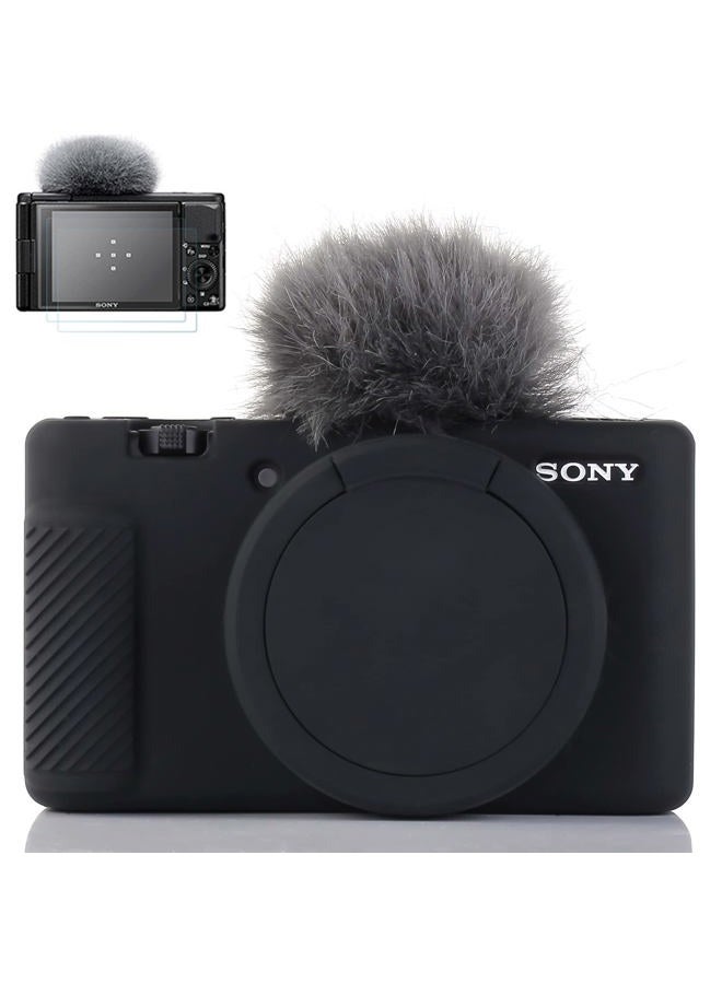 Yisau حافظة كاميرا سوني ZV-1، حافظة كاميرا سوني ZV1 الرقمية المضادة للخدش، حافظة كاميرا DSLR ناعمة ذات مقاس نحيف مع واقي شاشة ZV1 (أسود) - Image 1