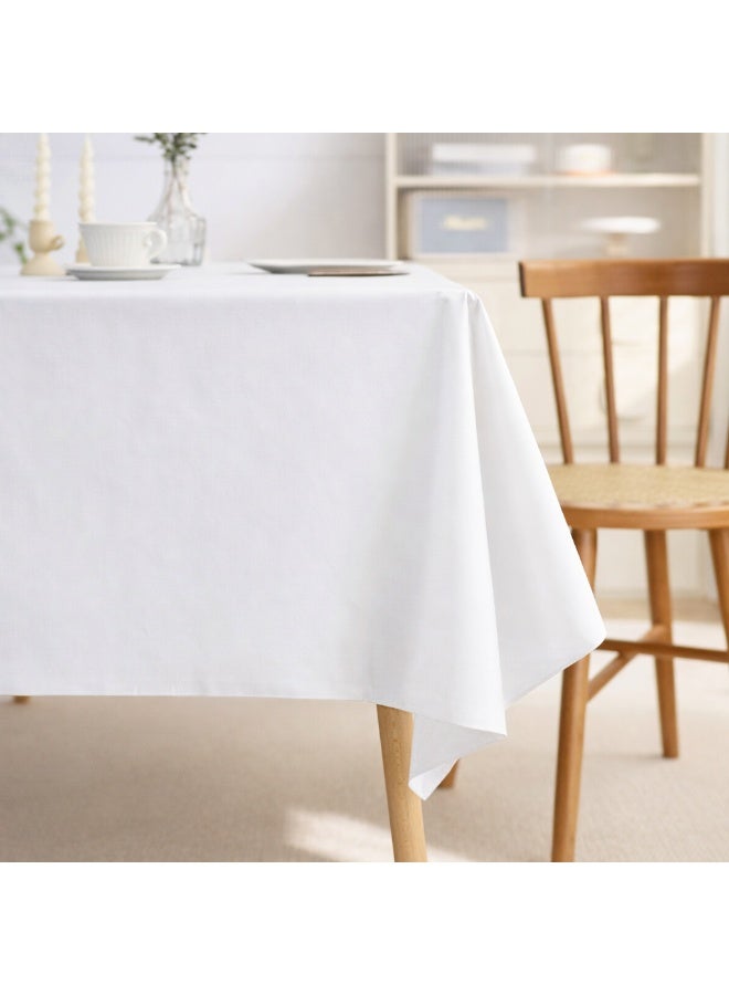 Sisily Waterproof Table Cover 140x180cm White Oil-Resistant Wipe Clean Rectangular Plastic Tablecloth for Dining Kitchen Parties (1 Piece) - Image 3