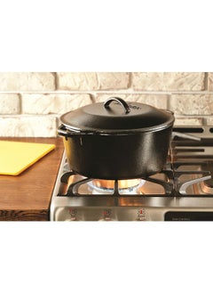 LODGE Cast Iron Side Loop Handles Dutch Oven with Lid Black 7 quarts  - Image 3