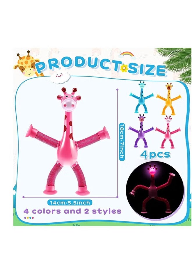 4 Pcs Telescopic Suction Cup Giraffe Toy, Autism Sensory Toys, Luminous Stretch Tube, Giraffe Stretch and Decompress Innovative Learning Toy - Image 5