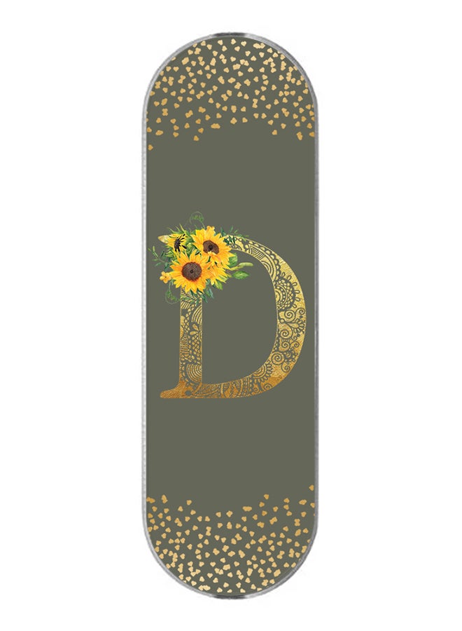 Stylizedd 3-In-1 Universal Mobile Phone Grip Holder- Custom Monogram Initial Letter Mandala Floral Pattern Alphabet - D (Olive Green)