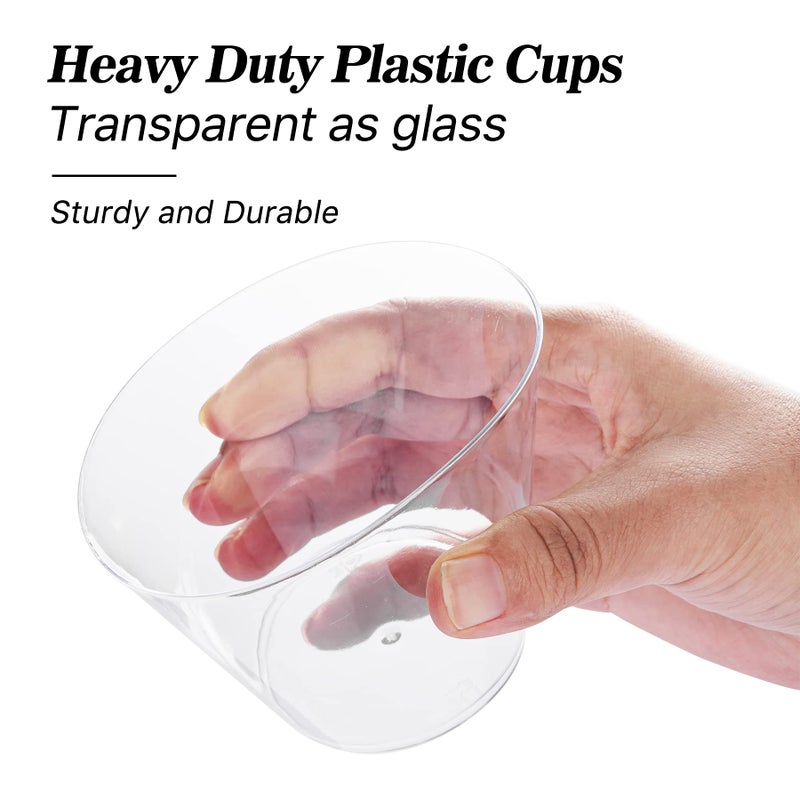 N9R 100 Pack Clear Plastic Cups 9oz  Disposable Plastic Cups Tumblers  Heavy Duty Cocktail Cups for Weeding  Party - Image 2