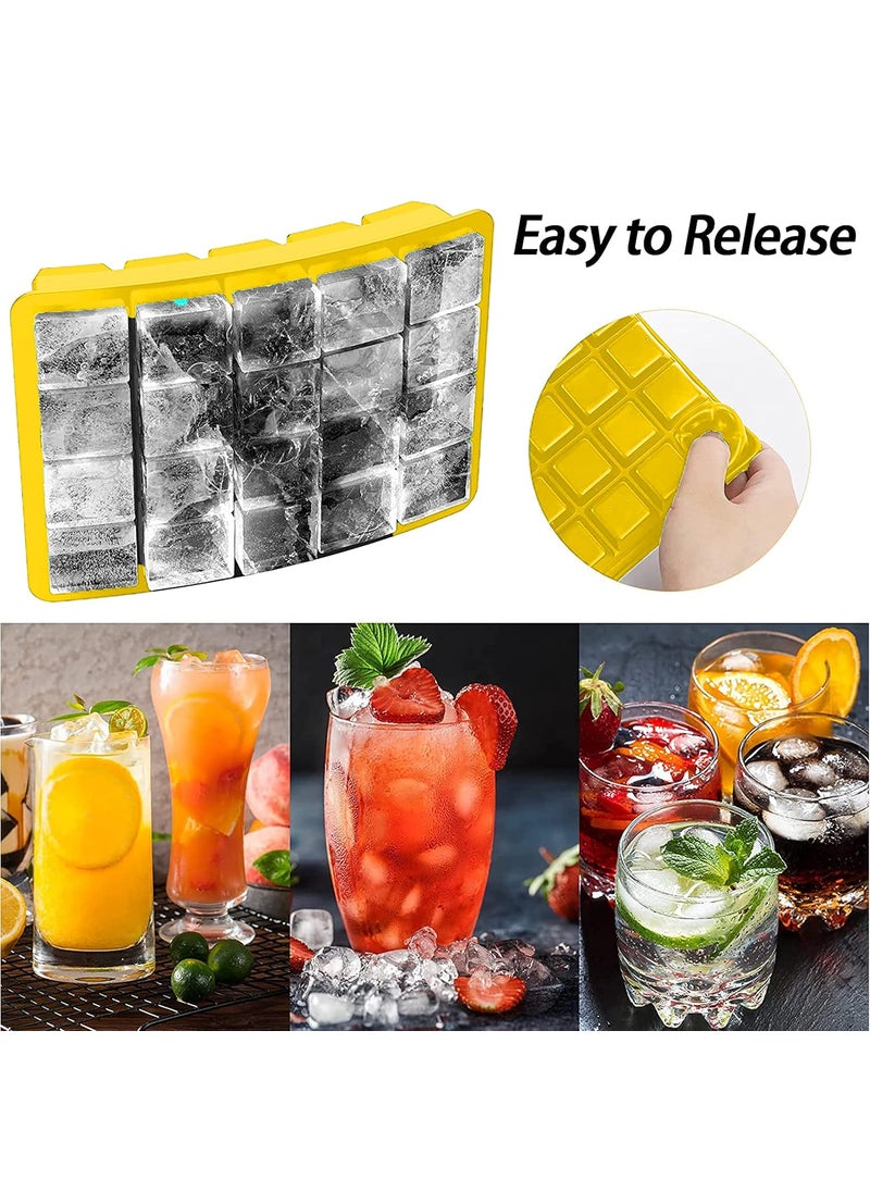 Karp KARP Silicone Ice Cube Tray,Square Ice Cube Mold Easy Release Reusable Mini Chocolate Jelly Muffin Brownie Ice Water, Iced Tea, Cool Drink & Moscow Mules Whiskey (20 ice Tray - Yelllow)  - Image 3