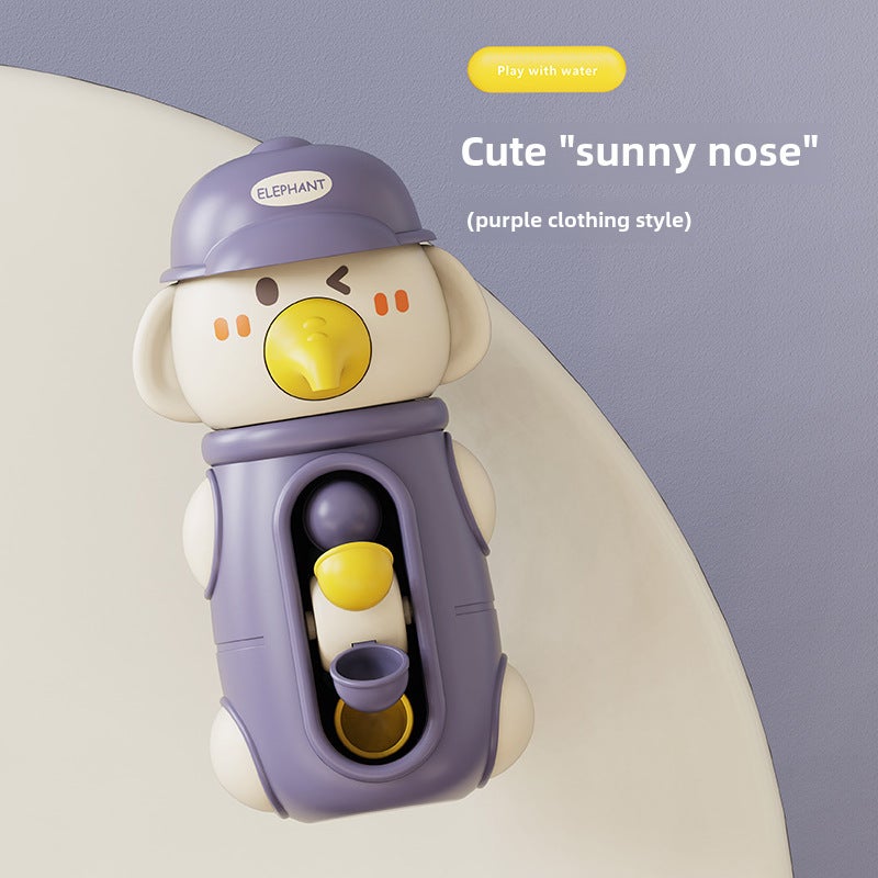Summer stall children's bathroom turn baby bath spray water swimming car Chenghai toys wholesale small gifts(Elephant Waterwheel Purple) - Image 1