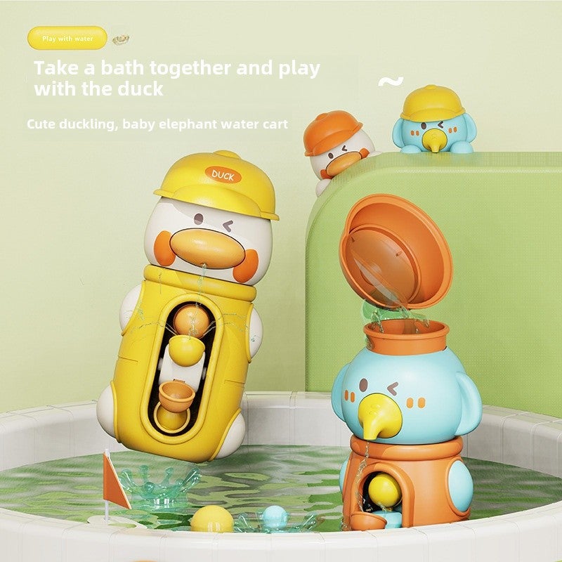 Summer stall children's bathroom turn baby bath spray water swimming car Chenghai toys wholesale small gifts(Elephant Waterwheel Purple) - Image 2