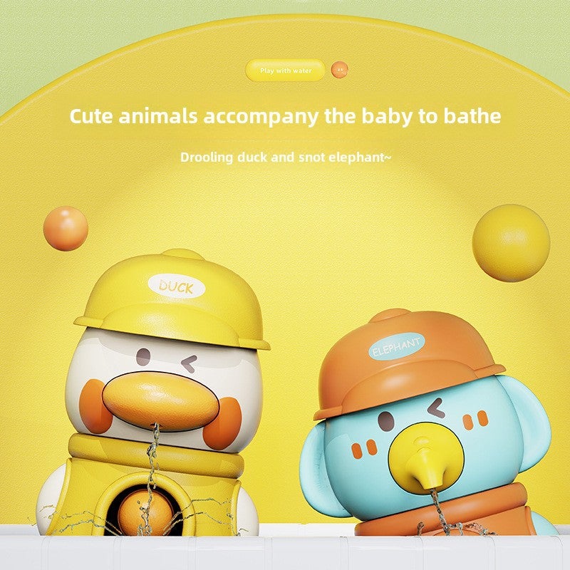 Summer stall children's bathroom turn baby bath spray water swimming car Chenghai toys wholesale small gifts(Elephant Waterwheel Purple) - Image 3