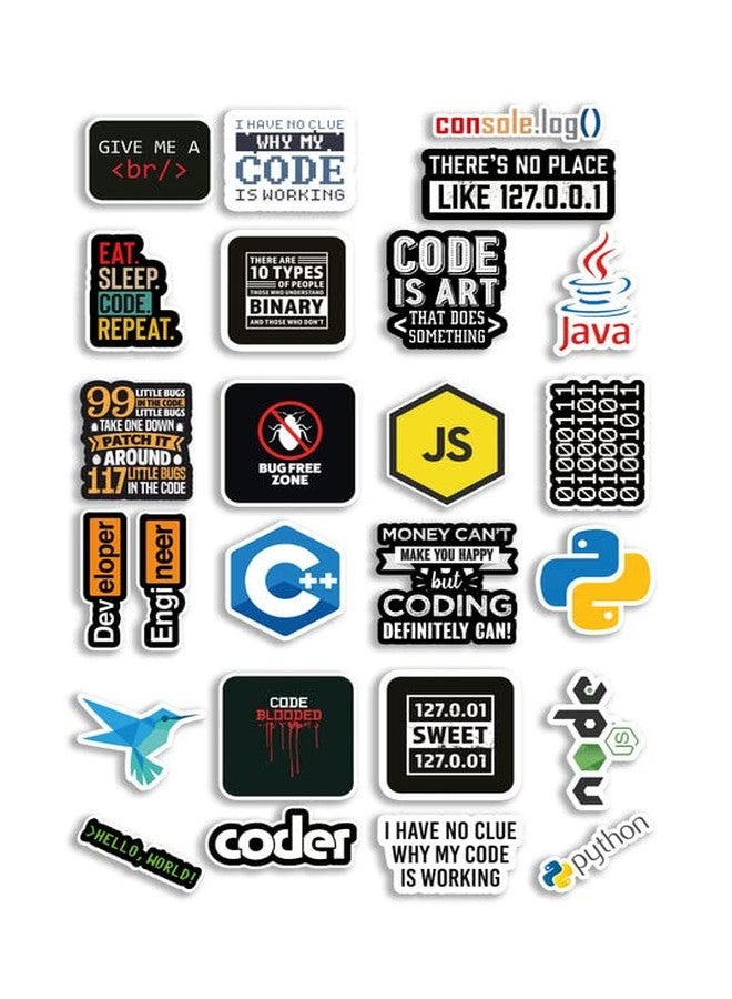 D2C Programmer Stickers | Pack of 40 Glitter Finish, Waterproof Decals for Laptop, Coder Gear, Journal & Mobile | Ideal for Developers & IT Professionals - Image 1