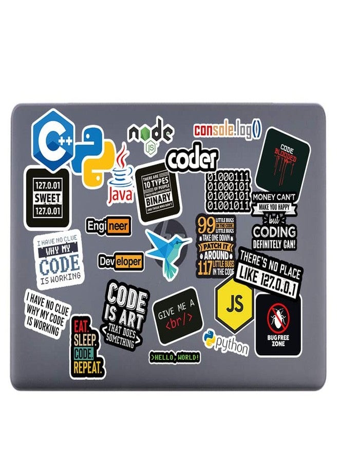 D2C Programmer Stickers | Pack of 40 Glitter Finish, Waterproof Decals for Laptop, Coder Gear, Journal & Mobile | Ideal for Developers & IT Professionals - Image 2