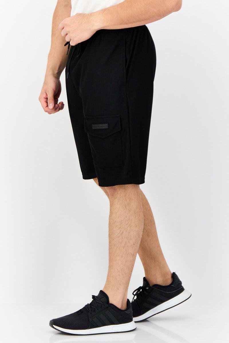 Core Elements Men Brand Logo Basic Shorts, Black - Image 3