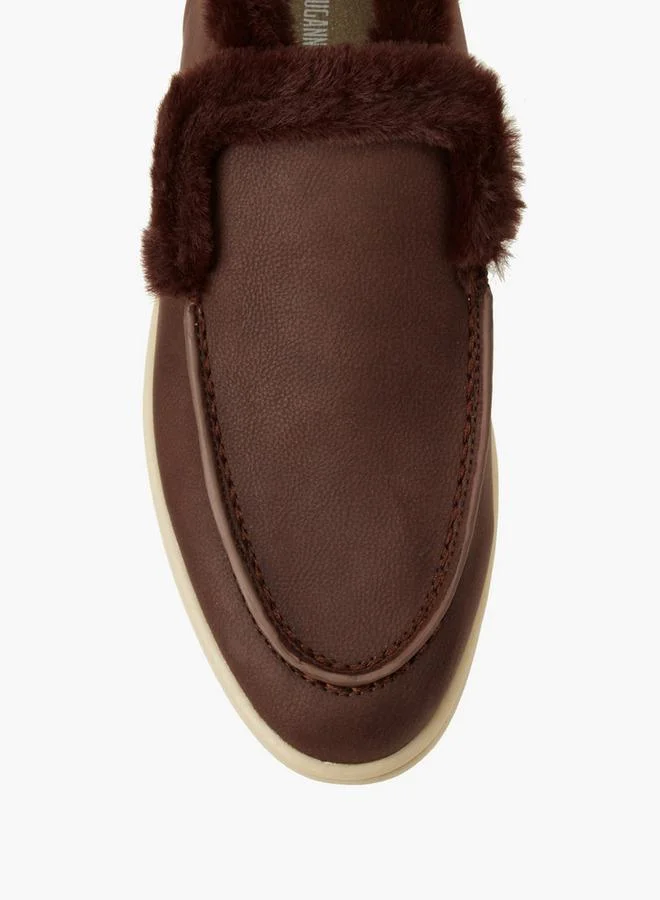 Renzo Ruganni BROWN Women Faux Fur Slip-On Loafers for Women | Best Price UAE