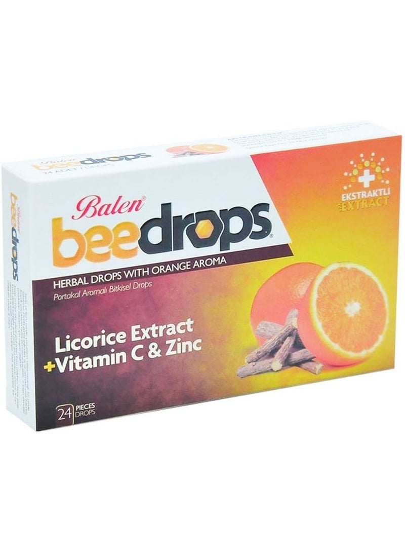 Balen BeeDrops Herbal Drops with Orange Aroma, Licorice Extract, Vitamin C & Zinc, 24 Pieces