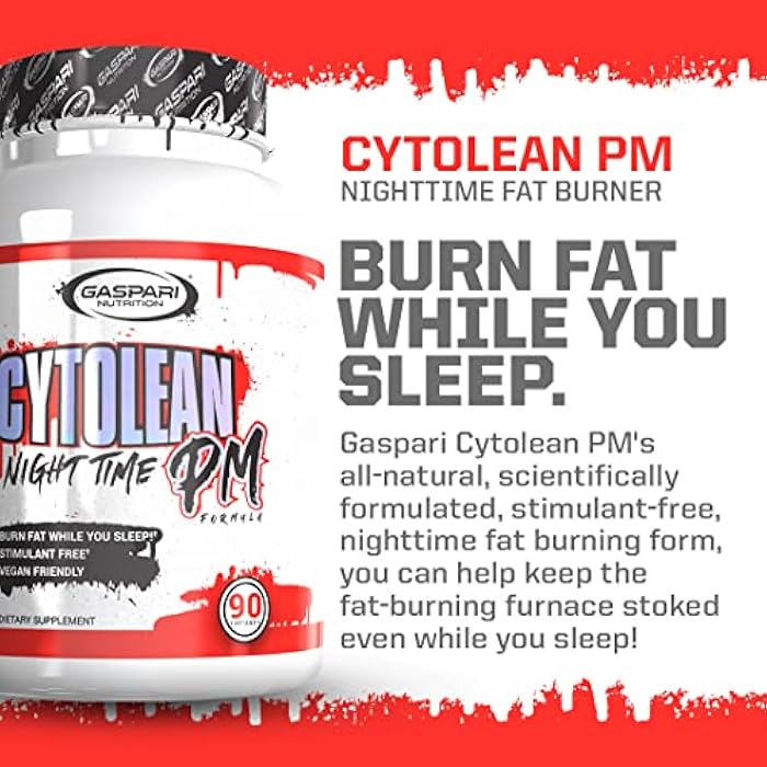 Gaspari Nutrition Cytolean PM: Nighttime Fat Burner with Melatonin Sleep Support, Stress Reduction, Stimulant Free, Vegan Friendly (90 Capsules) - Image 3