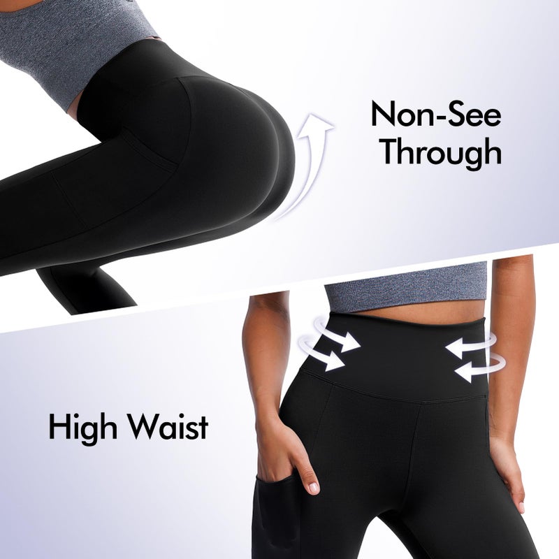 Fawarior High Waisted Leggings for Women, Buttery Soft Workout Yoga Leggings with Pockets Black LXL - Image 4