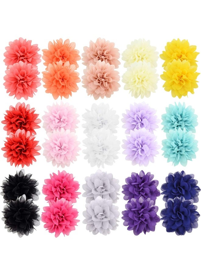 jollybows 30pcs Baby Girls Alligator Hair Clips Chiffon Flower Hair Barrettes Accessories for Kids Toddler Teens - Image 2