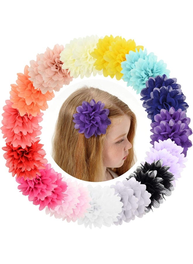 jollybows 30pcs Baby Girls Alligator Hair Clips Chiffon Flower Hair Barrettes Accessories for Kids Toddler Teens - Image 1