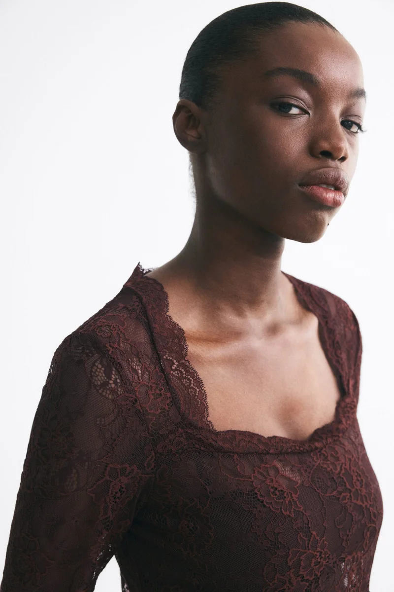 H&M  Square-neck lace dress for Women | Best Price UAE