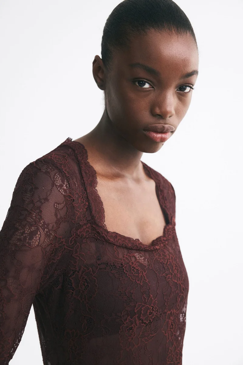 H&M  Square-neck lace dress for Women | Best Price UAE