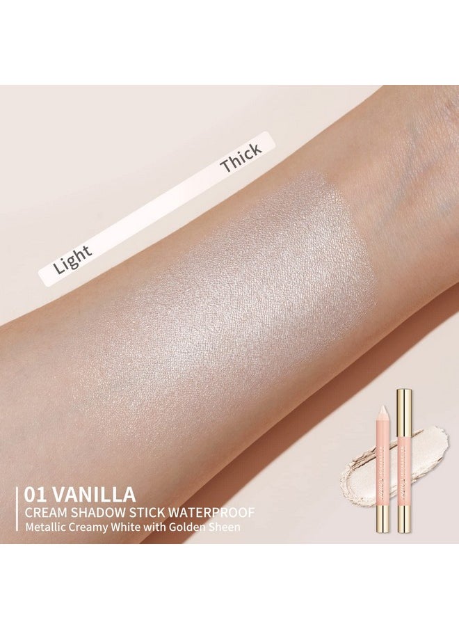 Oulac Glitter Eye Shadow Pencil Waterproof Eye Shadow Stick Smooth And Long Lasting Shimmering Glitter Finish Blendable Eyes Makeup Vegan & Cruelty Free 3.8G (01) Vanilla  - Image 4