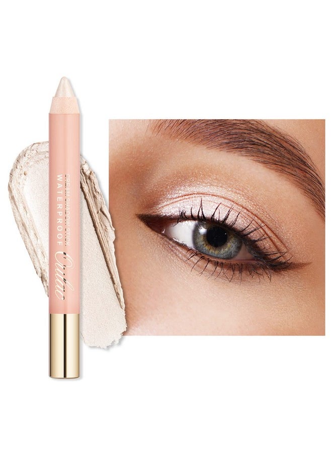Oulac Glitter Eye Shadow Pencil Waterproof Eye Shadow Stick Smooth And Long Lasting Shimmering Glitter Finish Blendable Eyes Makeup Vegan & Cruelty Free 3.8G (01) Vanilla  - Image 2