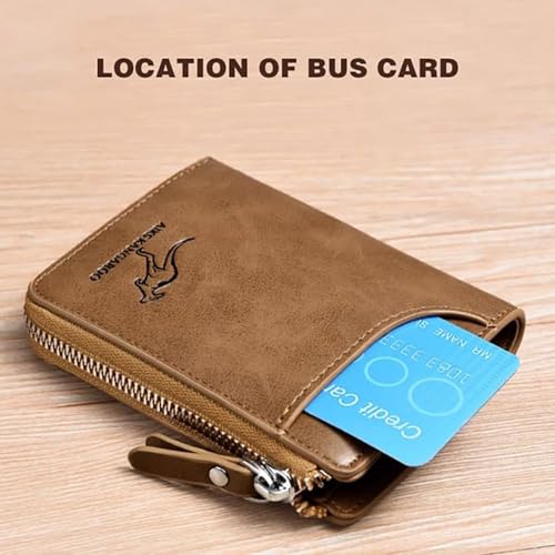 guluxly Men Wallet Zipper Genuine Leather Purs, Aiks Kangaroo Wallets, PU Stylish Soft Simple Design RFID Protected Wallet (Texture Black) - Image 2