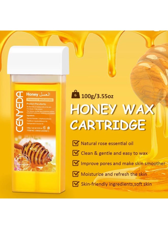 CENYEDA Digital Honey Wax Kit for Women's Hair Removal - Roll On Warmer with 2 Cartridges and 100 Wax Strips - Image 3