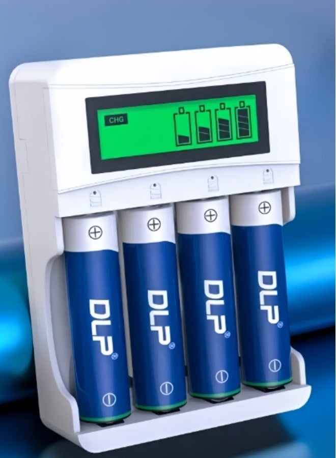 DLP High Capacity Rechargeable Battery Kit with 1 Battery Charger and 4 AA Batteries (3300 mAh） - Image 1