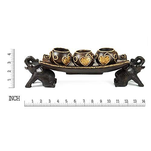 AeraVida 14-Inch Thai Elephant Tray Rain Tree Wooden Candle Holder | Handcrafted Votive Holder Centerpiece | Fall Candle Table Decor Gift for Home or Holiday | Unique Gift or Present for All Occasions - Image 5