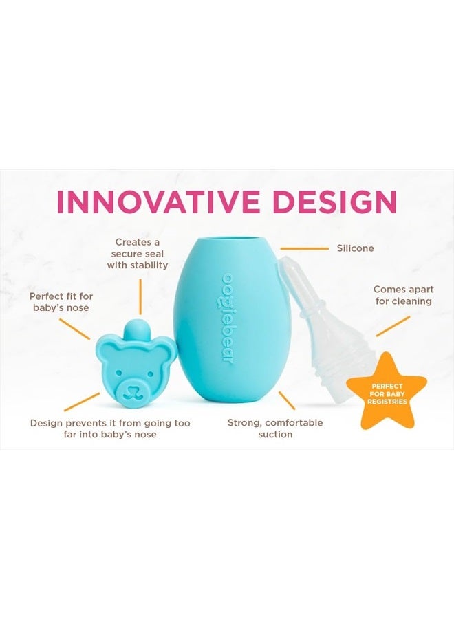oogiebear : Baby Nasal Aspirator - Safe Booger & Earwax Remover for Newborns, Infants, Toddlers - Better Syringe, Airtight Suction, Nose Sucker - Essential Baby Stuff, Diaper Bag Must-Haves, Blue - Image 3