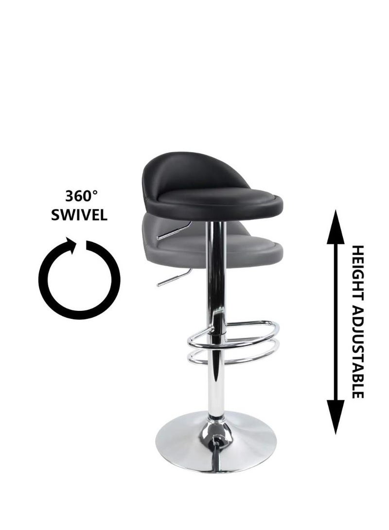 جولدن 2 قطع PU الجلد شريط مستدير البراز مع الظهر ارتفاع الارتفاع قابلة للضبط، كرسي المنزل شريط المطبخ المقاعد مع القدم - Image 3