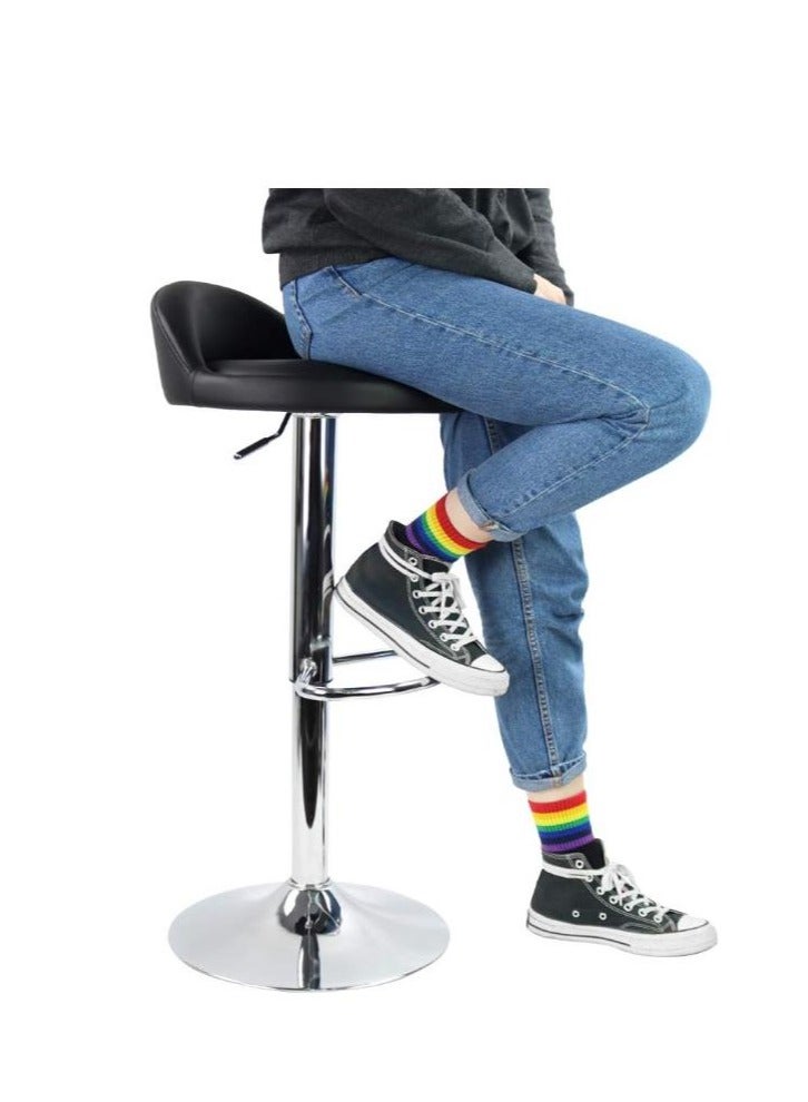 جولدن 2 قطع PU الجلد شريط مستدير البراز مع الظهر ارتفاع الارتفاع قابلة للضبط، كرسي المنزل شريط المطبخ المقاعد مع القدم - Image 5