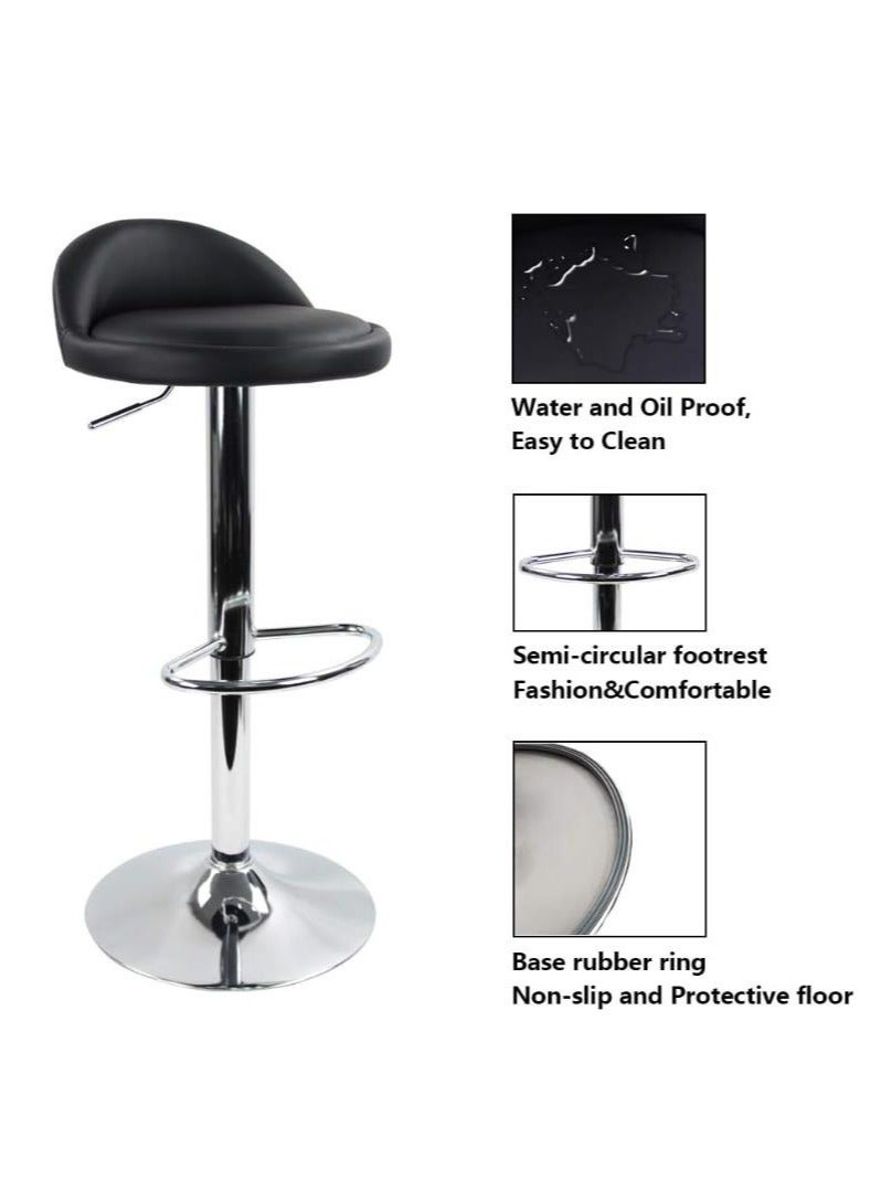 جولدن 2 قطع PU الجلد شريط مستدير البراز مع الظهر ارتفاع الارتفاع قابلة للضبط، كرسي المنزل شريط المطبخ المقاعد مع القدم - Image 4