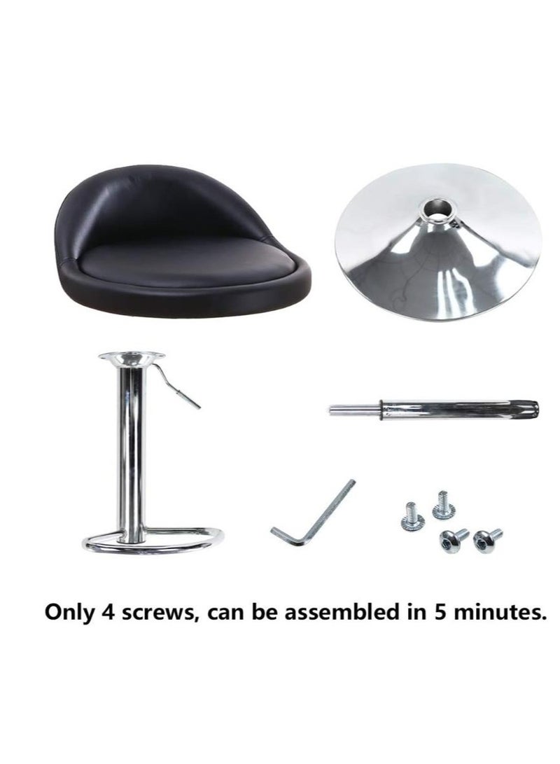 جولدن 2 قطع PU الجلد شريط مستدير البراز مع الظهر ارتفاع الارتفاع قابلة للضبط، كرسي المنزل شريط المطبخ المقاعد مع القدم - Image 2