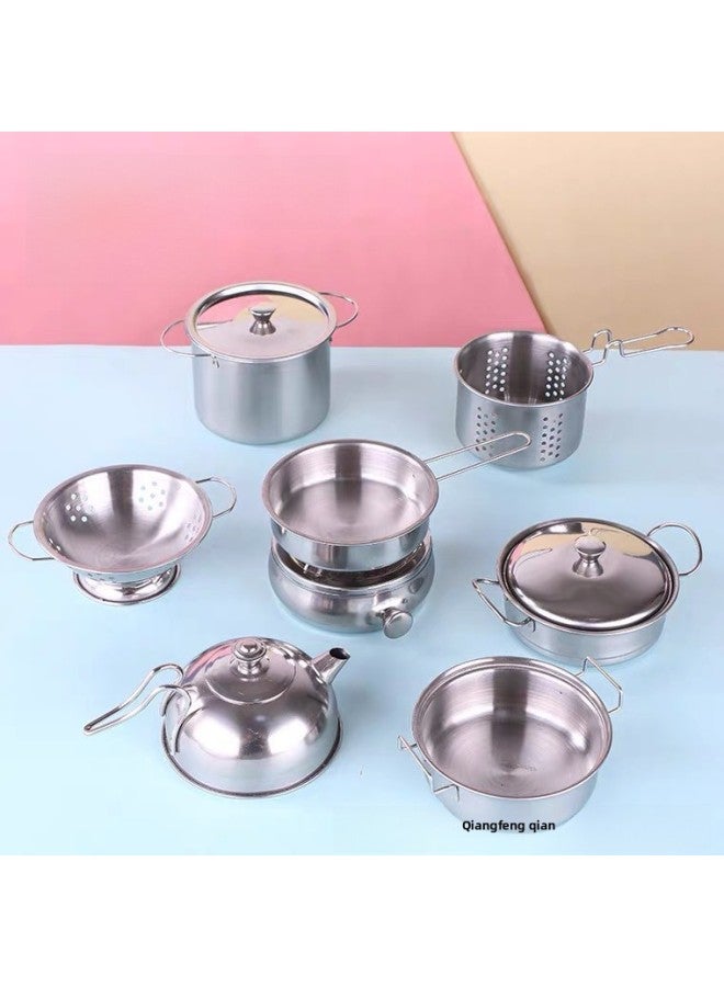 Miniature Stainless Steel Kitchen Toys Children's Play Kitchen Cooking Simulation Accessories Internet Celebrity Role Play Toys-Specifications:Small Bowl - Image 3