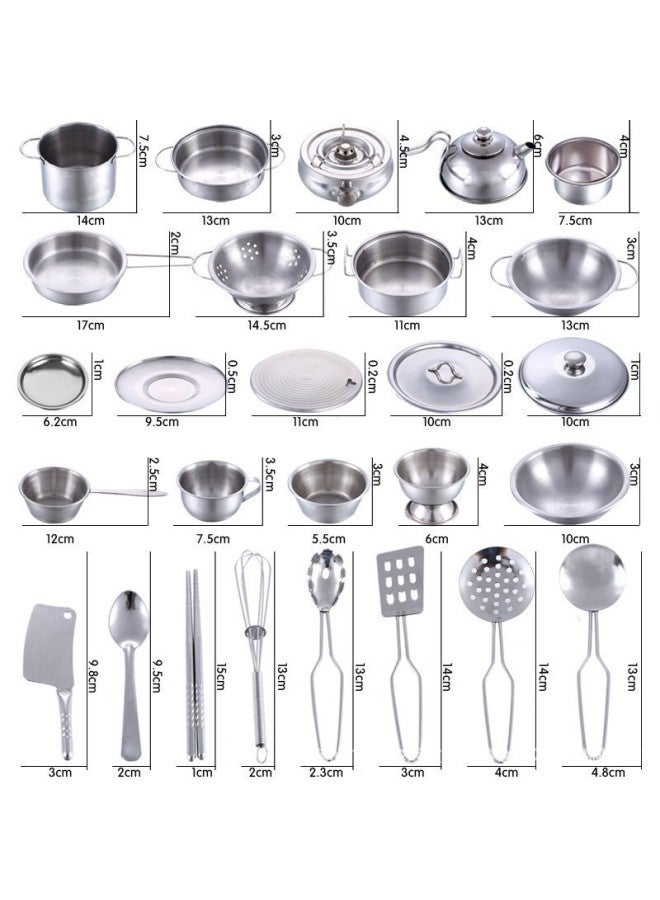 Miniature Stainless Steel Kitchen Toys Children's Play Kitchen Cooking Simulation Accessories Internet Celebrity Role Play Toys-Specifications:Small Bowl - Image 4