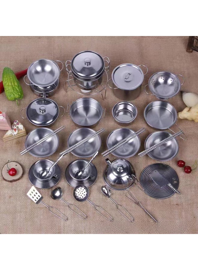 Miniature Stainless Steel Kitchen Toys Children's Play Kitchen Cooking Simulation Accessories Internet Celebrity Role Play Toys-Specifications:Small Bowl - Image 5