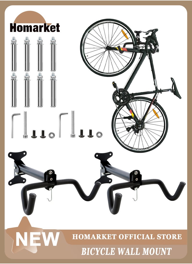 HomarKet 2 Pack Adjustable Bicycle Wall Mount Hook MTB Road Bike Rack Wall Hanger Hooks Holder for Garage Indoor Bike Storage Repair Stand  - Image 1