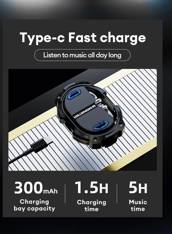 Monster Bluetooth Airmars XKT10 Pro Wireless Sports Earphones with Mic Waterproof Noise Reduction Bluetooth Earphones 5.3 Black - Image 4