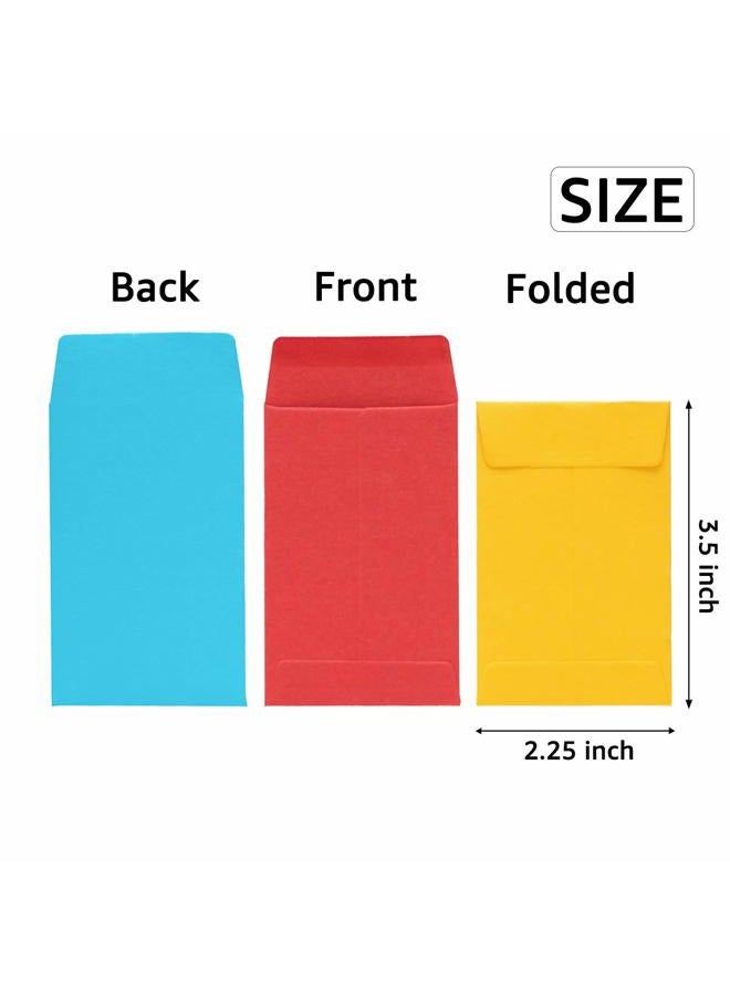 Homtable 100 Pack Colorful Small Coin Envelopes Self-Adhesive Seed Envelopes Mini Parts Small Items Stamps Storage Packets Envelopes for Garden, Office or Wedding Gift (2.25Ã—3.5 inch) - Image 2