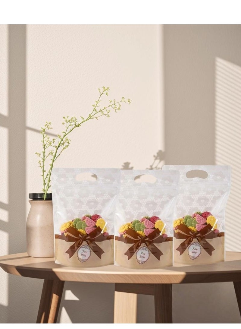 50pcs Bow Design In 2 Colors Ziplock Bags, Stand Up Bags for Snacks, Candies, Biscuits Gift packaging - Image 2